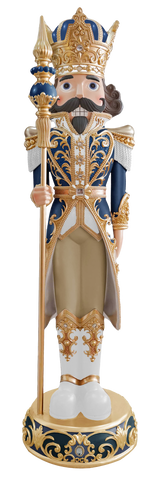 Decorative nutcracker figure with intricate details on a white background