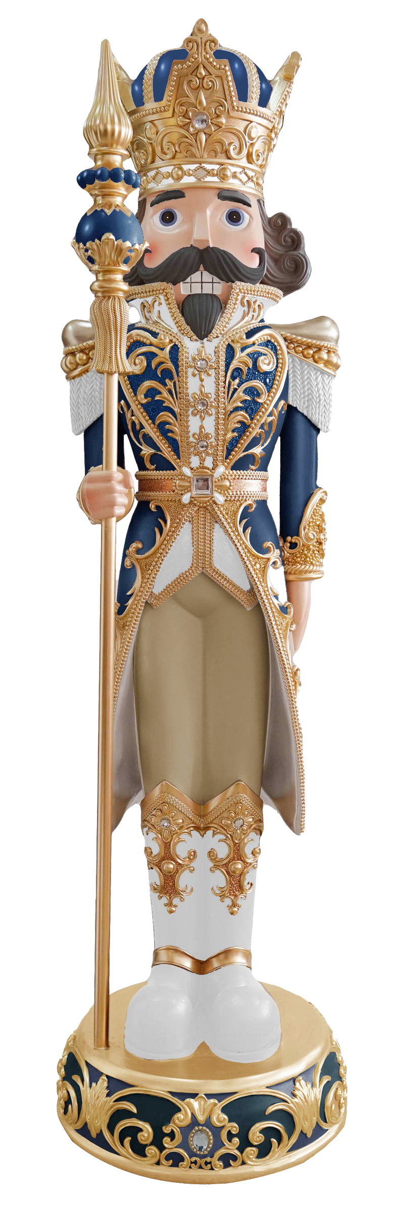 Decorative nutcracker figure with intricate details on a white background