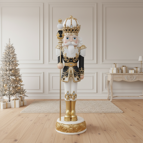 6 FT Black, White & Gold Nutcracker