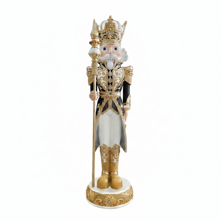 8 FT Black, Gold & White Nutcracker