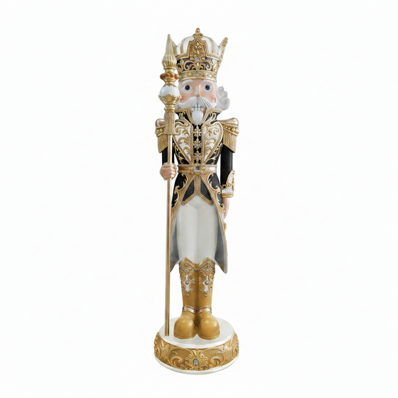 8 FT Black, Gold & White Nutcracker