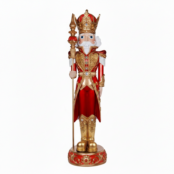 8 FT Metallic Red & Gold Nutcracker
