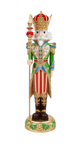 Decorative nutcracker figure with a crown on a white background