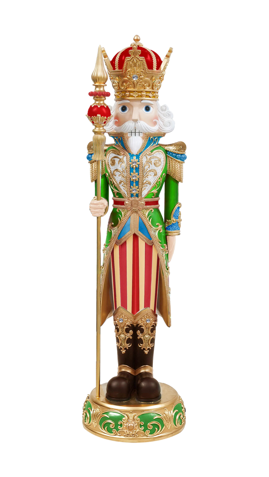 5 FT Green & Gold King Nutcracker With Staff