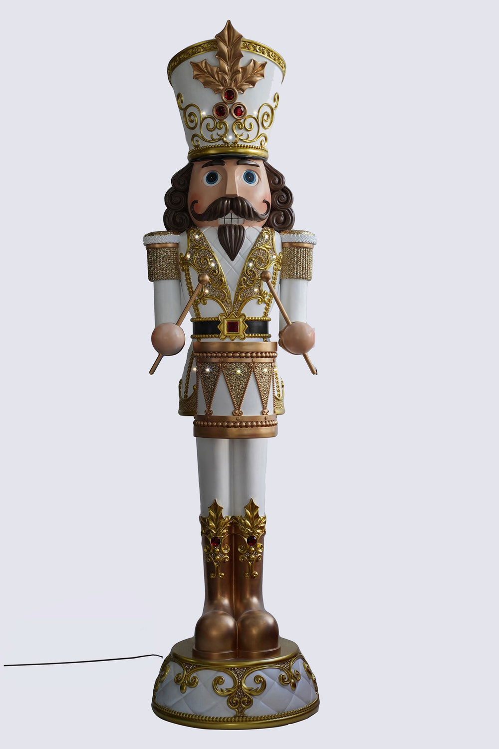 8 FT White & Gold Nutcracker With Music & Warm White LED Lights