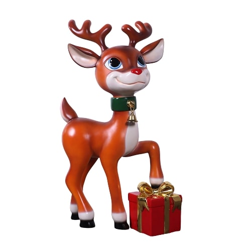 3 FT Cute Reindeer With Gift