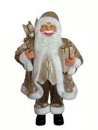 2 FT Gold Standing Santa With Gift Bag
