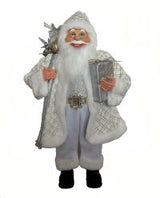 2 FT White & Silver Standing Santa With Gift Bag