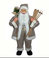 2 FT Beige Standing Santa With Ski's & Bag