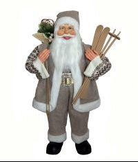 2 FT Beige Standing Santa With Ski's & Bag