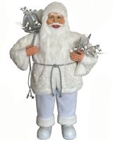 32" White Standing Santa With Bag