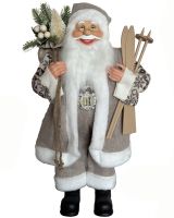32" Beige Standing Santa With Ski's & Bag