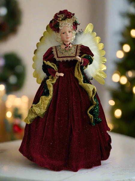 32" Burgundy & Gold Animated Musical Angel Tree Topper 32" Burgundy & Gold Animated Musical Angel Tree Topper
