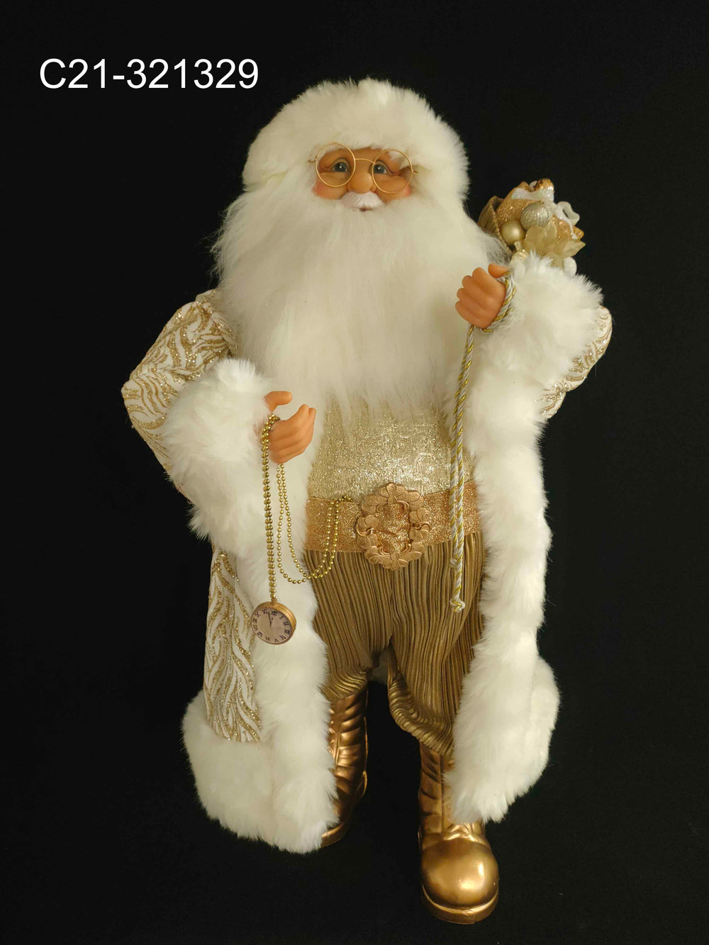 Papá Noel dorado y blanco de 32"