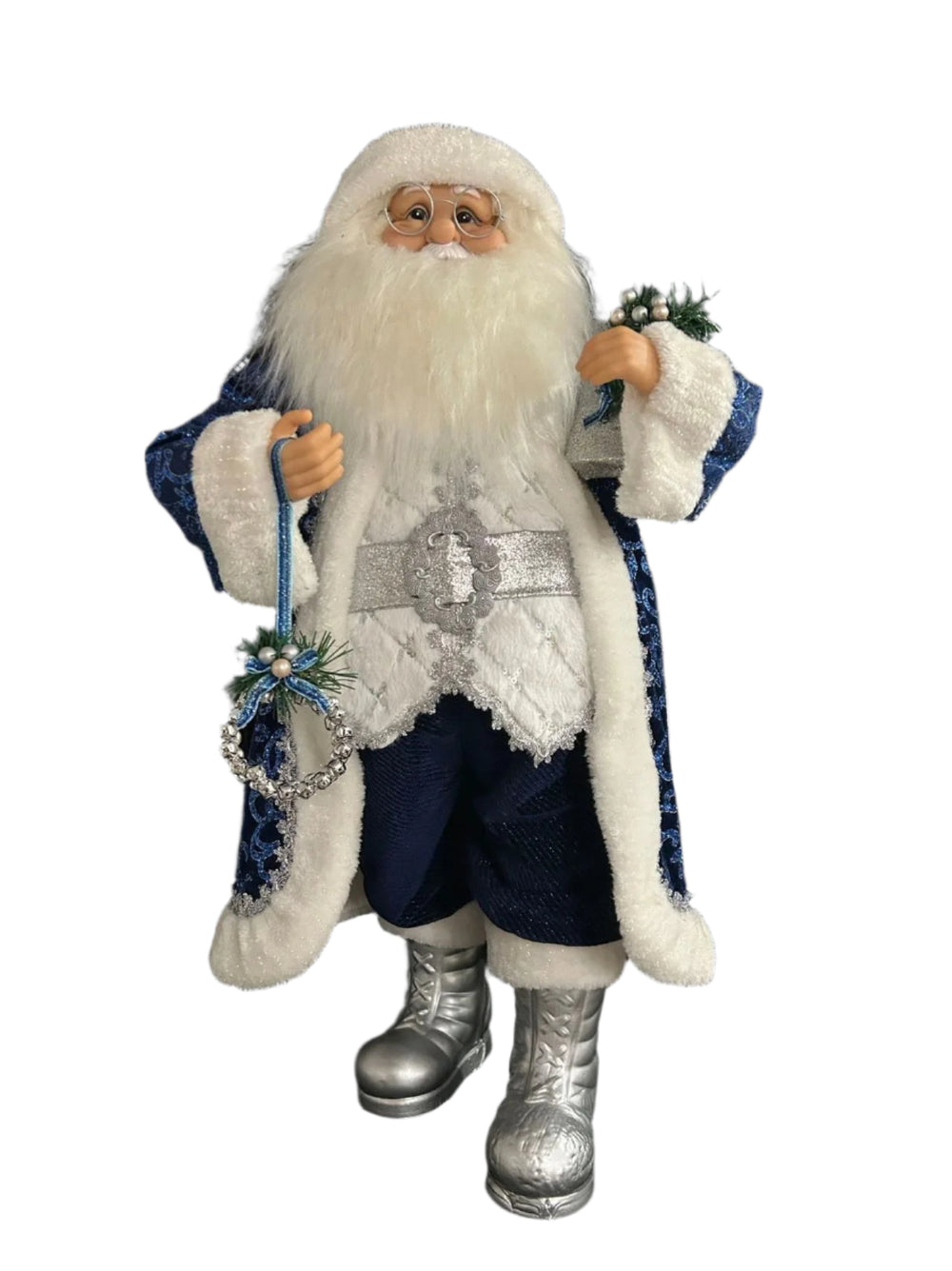 Papá Noel azul y plateado de 32"