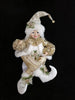 22" White & Gold Sitting Christmas Elf with Fur Coat