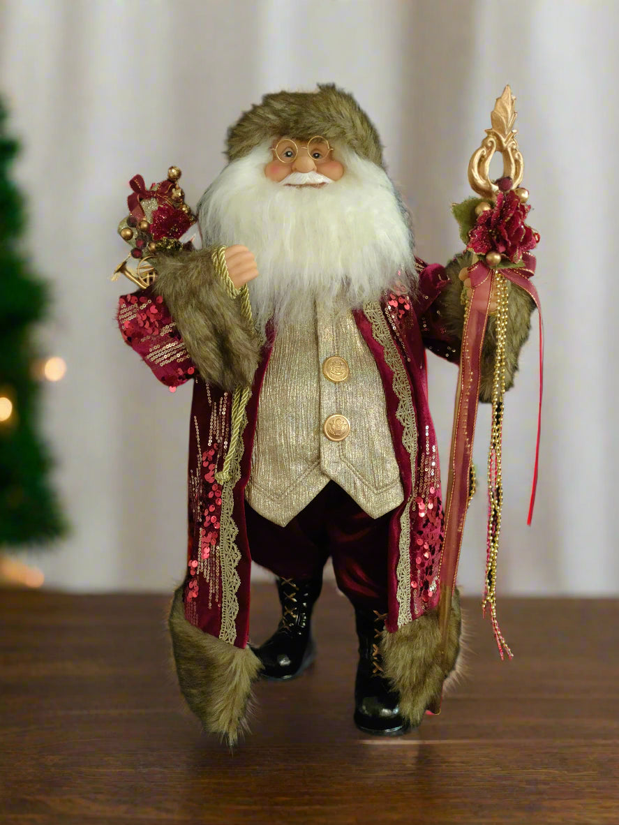 Papá Noel borgoña y dorado de 24"