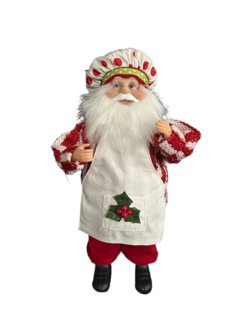 9" Red & White Santa With Apron