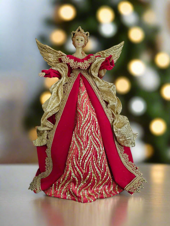 16" Red & Gold Fairy Tree Topper