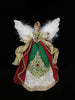 16" Red, Gold & Green Angel With White Wings