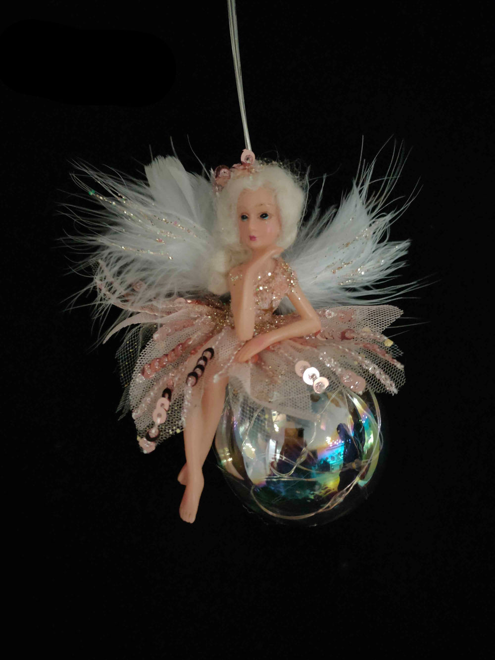 5" Pink Fairy Ball Lighted Ornament