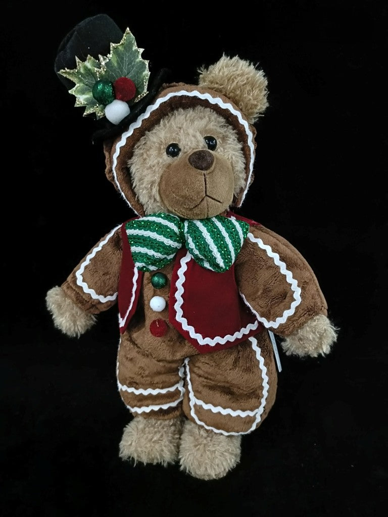 16" Bear With Festive Hat & Scarf