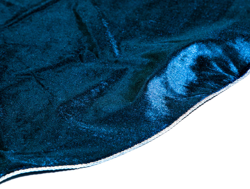 Close-up of blue fabric with a textured surface