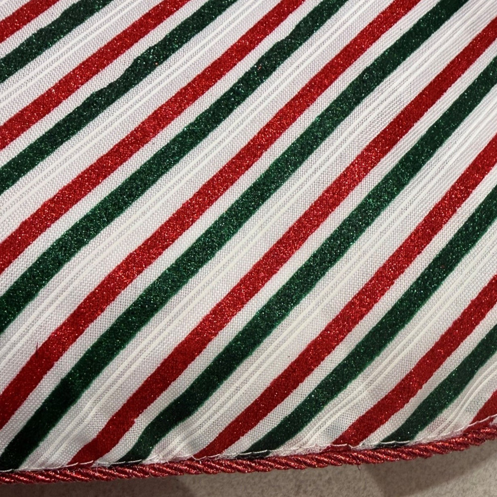 48" Red & Green Striped Glitter Tree Skirt