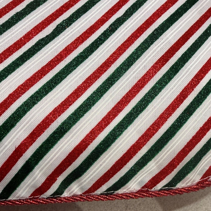 Close-up of red, green, and white striped fabric