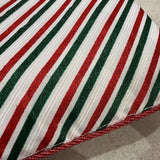 Close-up of red, green, and white striped fabric