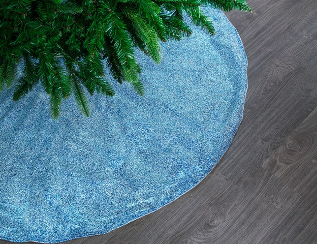 60" Arctic Blue Glitter Tree Skirt
