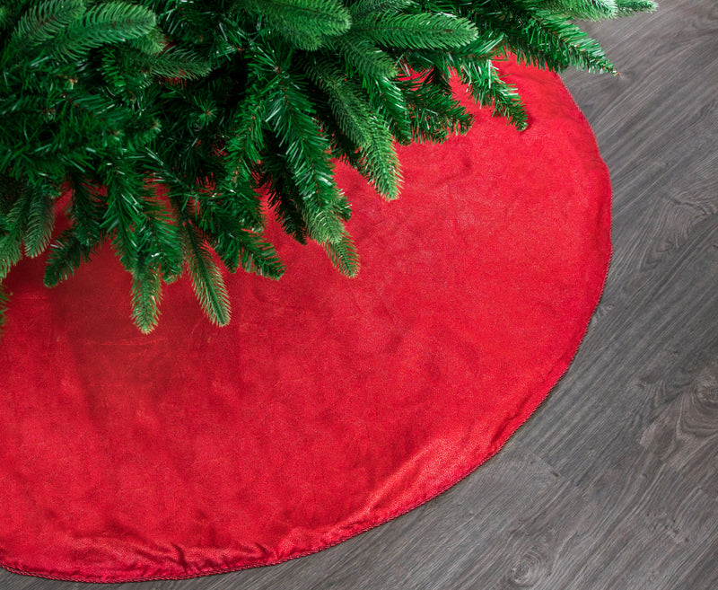 Falda de árbol metálica roja de 60"