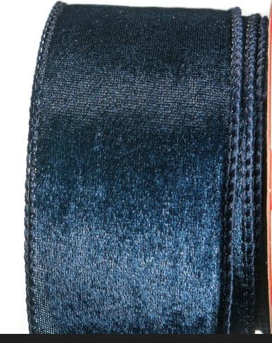 2.5" X 10YD Navy Blue Velvet Ribbon Set Of 3