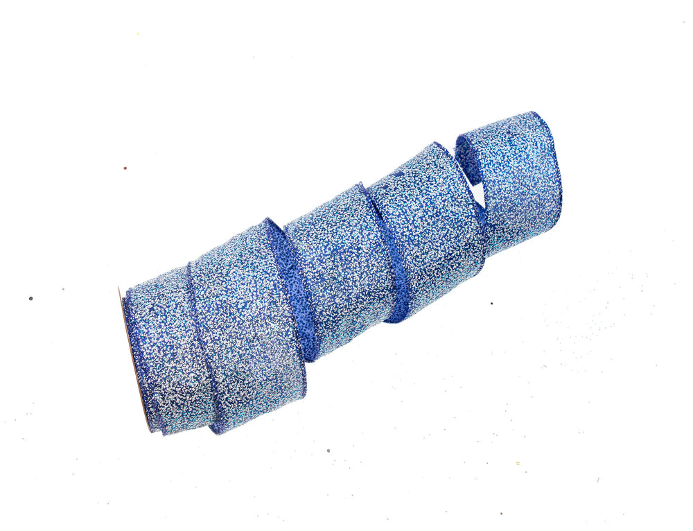 2.5" X 10YD Blue Glitter Ribbon Set of 4