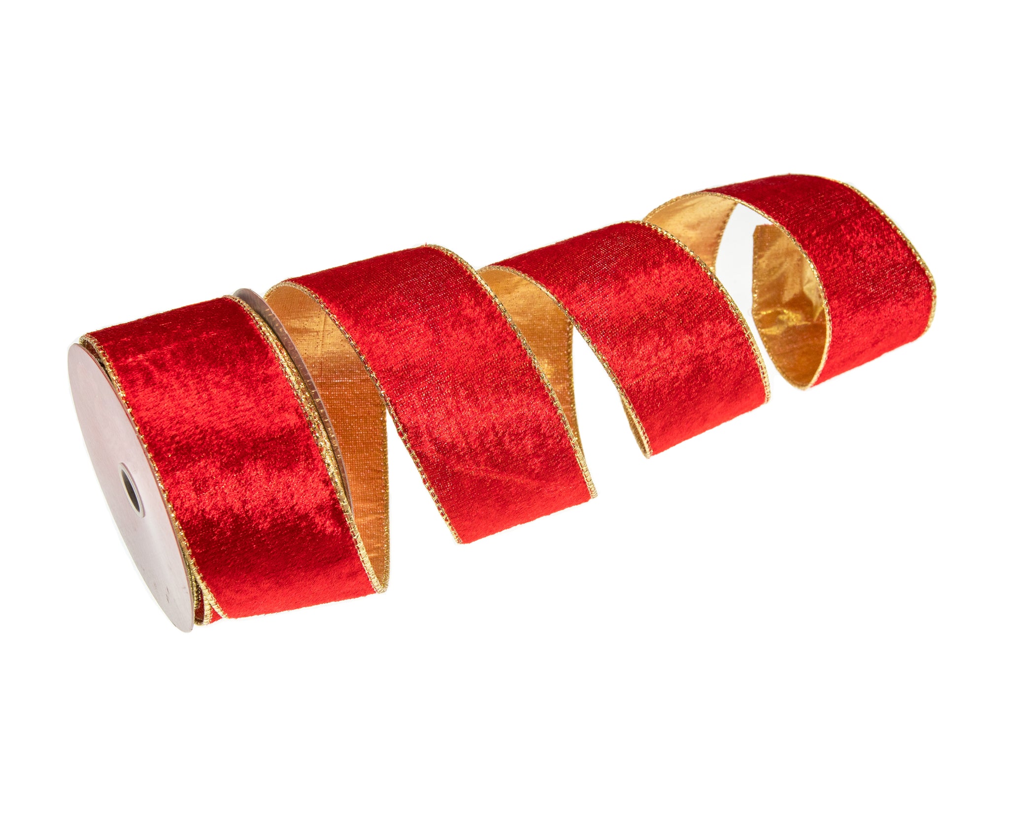 2.5 X 10 YD Red Ribbon With Gold Back Set Of 3