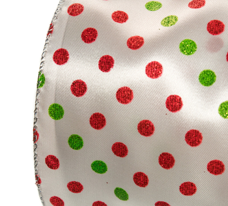 Juego de 2 Cintas de Lunares Rojos y Verdes de 10 Yardas x 4"