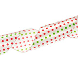4" X 10 YD Red & Green Polka Dot Ribbon Set of 2
