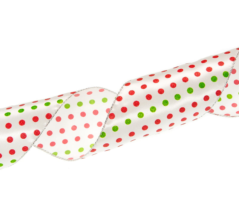 Juego de 2 Cintas de Lunares Rojos y Verdes de 10 Yardas x 4"