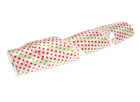 4" X 10 YD Red & Green Polka Dot Ribbon Set of 2