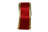 Juego de 3 cintas de terciopelo rojo y dorado de 10 yardas x 10 cm