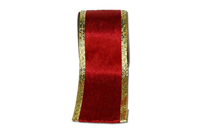 Juego de 3 cintas de terciopelo rojo y dorado de 10 yardas x 10 cm