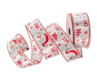1.5" X 10YD White & Red Santa Ho-Ho-Ho Ribbon Set Of 3
