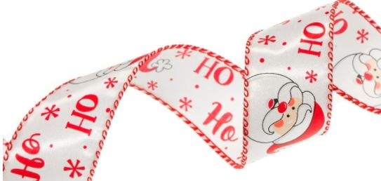 1.5" X 10YD White & Red Santa Ho-Ho-Ho Ribbon Set Of 3