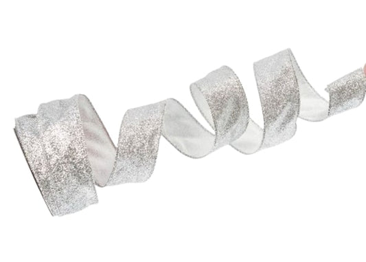 Juego de 3 cintas plateadas con purpurina de 1,5" x 10 yardas