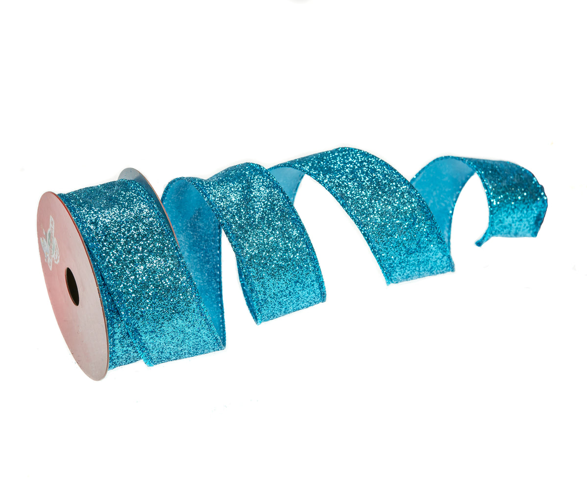 Set de 3 cintas turquesas de purpurina de 3,8 cm x 9,14 m