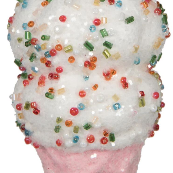 6" Ice Cream Cone With Sprinkles Ornament Set Of 12