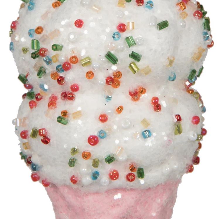 6" Ice Cream Cone With Sprinkles Ornament Set Of 12