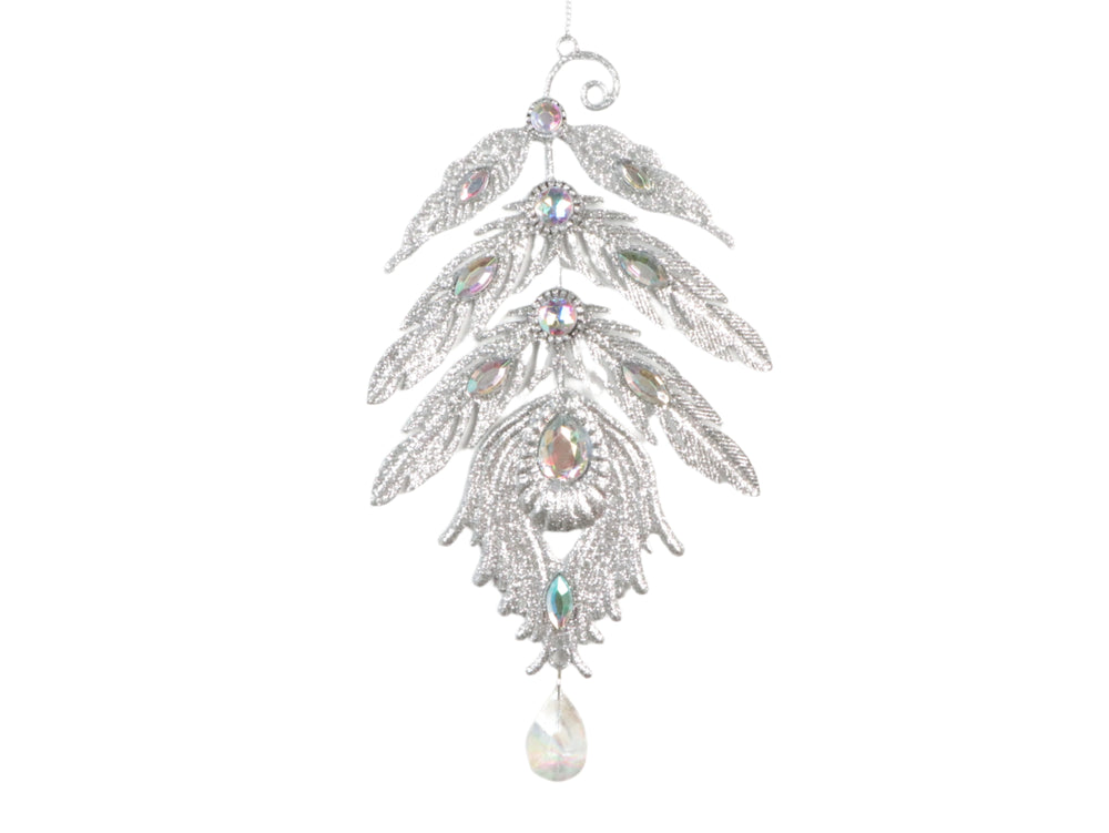 8" Feather Ornament With Jewels Set Of 6
