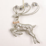 5" Champagne Deer Ornament With Jewels Set Of 6