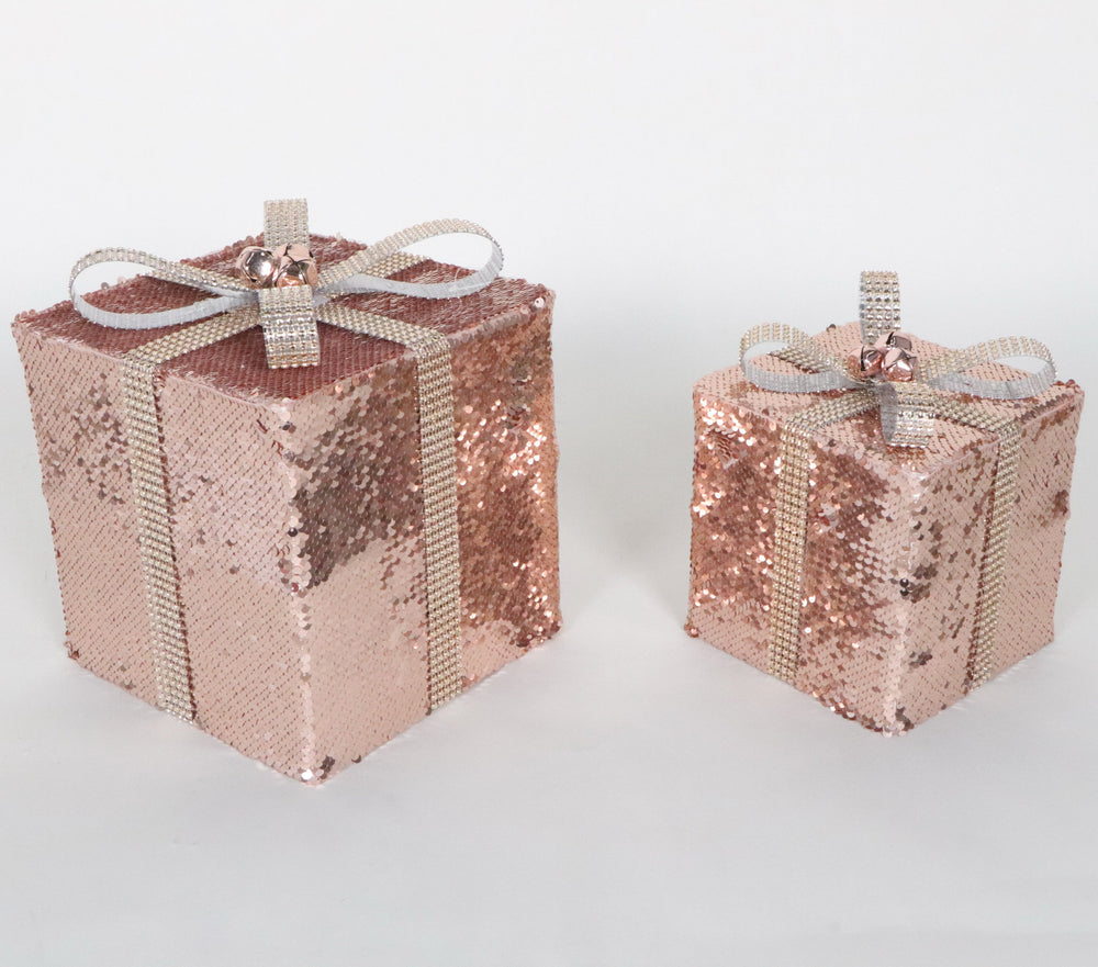 Rose Gold Glitter Gift Box Set Of 2